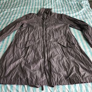 2 for $10Hooch raincoat / trench coat, gray, pockets,  hood, zipper closure